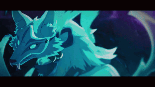 A Cartoon Drawing Of A Wolf With Fangs And A Collar GIF