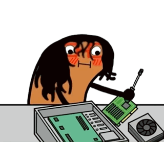 A Cartoon Drawing Of A Woman Holding A Screwdriver Over A Computer GIF