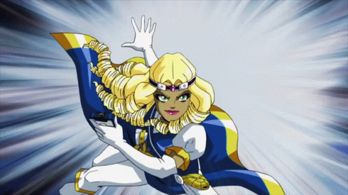A Cartoon Drawing Of A Woman In A Cape GIF