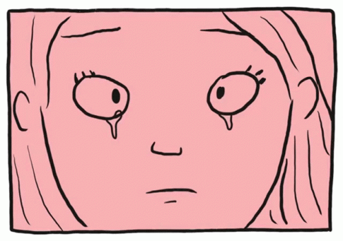 A Cartoon Drawing Of A Woman 'S Face With Tears Running Down Her Eyes GIF