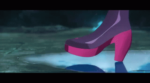 A Cartoon Drawing Of A Woman 'S Foot Wearing A Pink Platform Shoe GIF