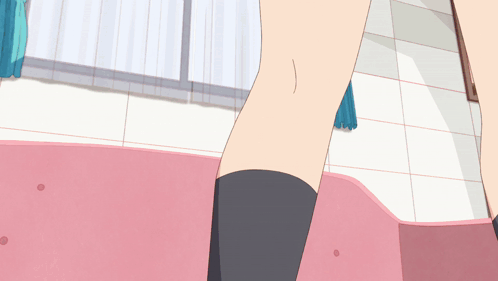 A Cartoon Drawing Of A Woman 'S Legs In A Pink Bathtub GIF