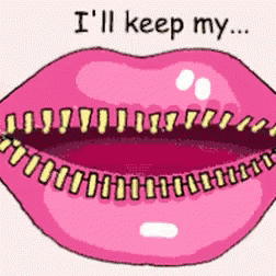 A Cartoon Drawing Of A Woman 'S Lips With The Words " I 'Ll Keep My " Written Above It GIF