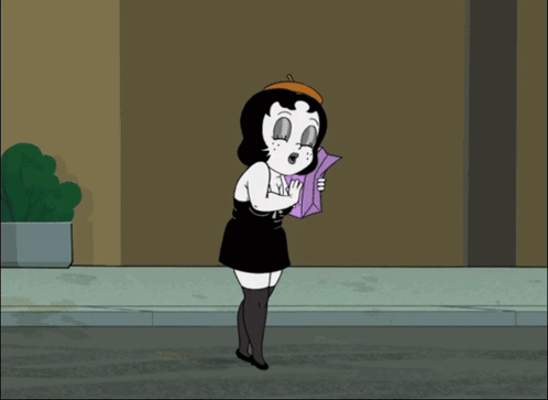 A Cartoon Drawing Of A Woman Throwing A Hat GIF