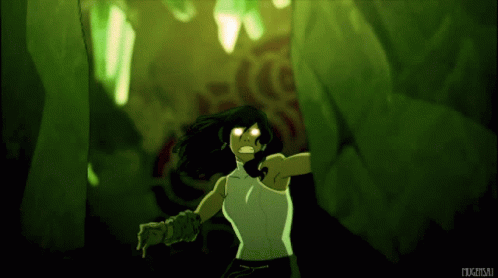 A Cartoon Drawing Of A Woman With Glowing Eyes And The Word Mugen On The Bottom Right GIF