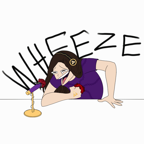 A Cartoon Drawing Of A Woman With Headphones And The Word Whieeze GIF