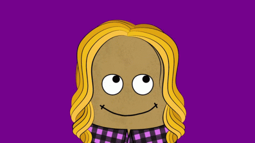 A Cartoon Drawing Of A Woman With Long Blonde Hair GIF