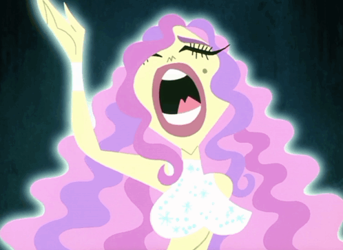 A Cartoon Drawing Of A Woman With Pink Hair GIF
