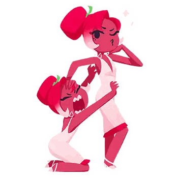a cartoon drawing of a woman with red hair and a white dress