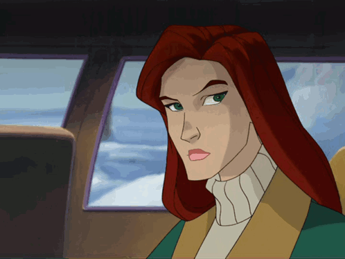 A Cartoon Drawing Of A Woman With Red Hair GIF