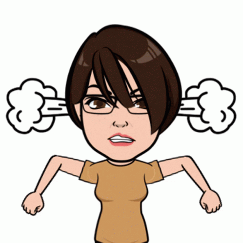 A Cartoon Drawing Of A Woman With Smoke Coming Out Of Her Ears GIF