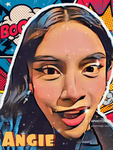 A Cartoon Drawing Of A Woman With The Name Angie On It GIF