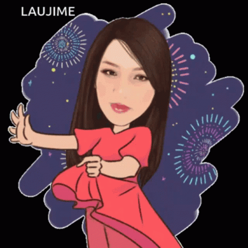 A Cartoon Drawing Of A Woman With The Name Laujime On The Bottom Right GIF