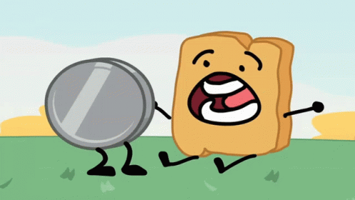 A Cartoon Drawing Of A Wood Block Holding A Silver Coin GIF