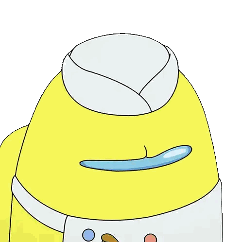 a cartoon drawing of a yellow among us character with a heart on his chest