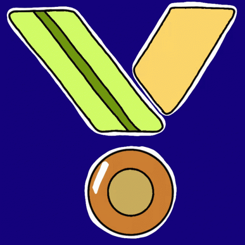 A Cartoon Drawing Of A Yellow And Green Ribbon With A Brown Circle In The Middle GIF