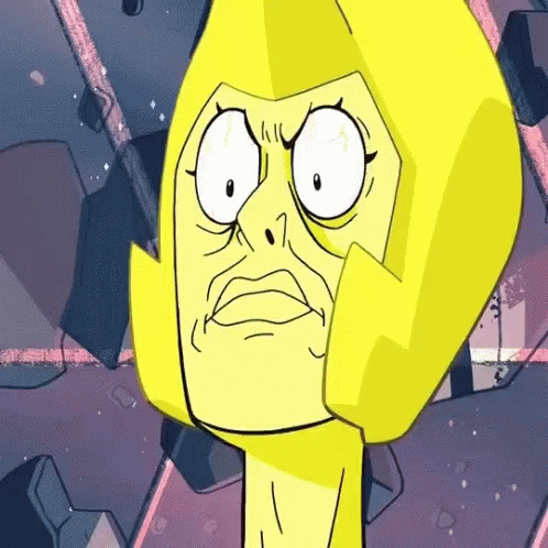 A Cartoon Drawing Of A Yellow Diamond With A Surprised Look On Her Face GIF