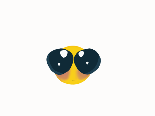 A Cartoon Drawing Of A Yellow Face With Black Sunglasses GIF