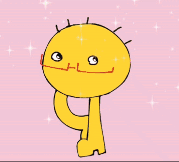 A Cartoon Drawing Of A Yellow Smiley Face With Closed Eyes On A Pink Background GIF