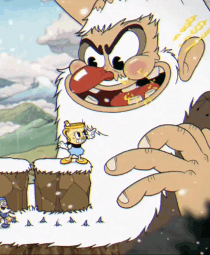 A Cartoon Drawing Of A Yeti Holding A Cup Of Coffee In His Mouth GIF