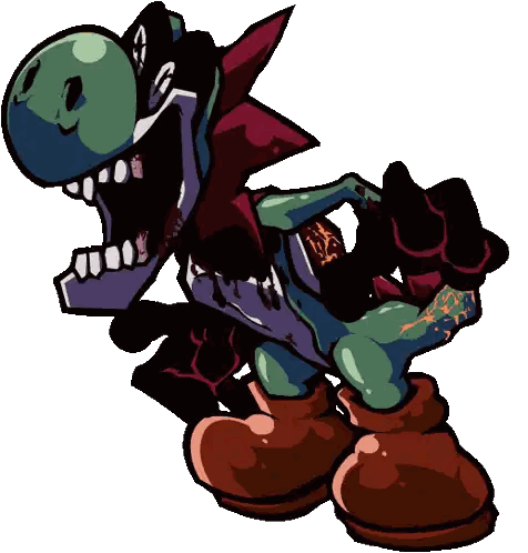 a cartoon drawing of a yoshi with a cowboy hat and boots