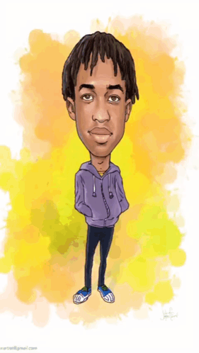 A Cartoon Drawing Of A Young Man With Dreadlocks Wearing A Purple Hoodie GIF