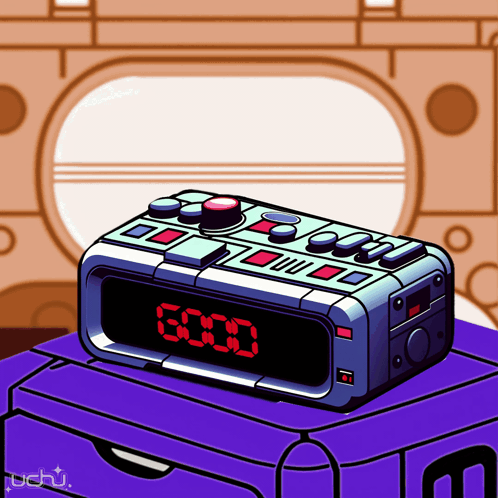 A Cartoon Drawing Of An Alarm Clock With The Time 6:00 GIF