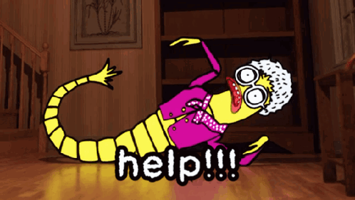 A Cartoon Drawing Of An Elderly Woman Asking For Help On The Floor GIF