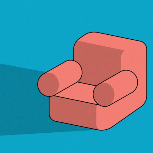 Cartoon Orange Chair With Blue Remote GIF