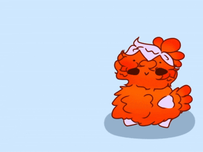 A Cartoon Drawing Of An Orange Chicken With A White Headband GIF