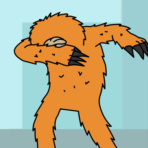 A Cartoon Drawing Of An Orange Monster Covering Its Face With Its Paws GIF
