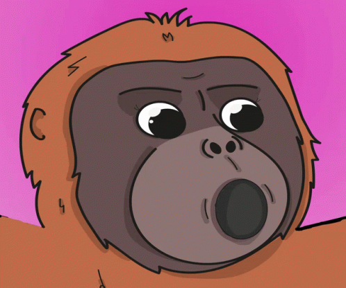 A Cartoon Drawing Of An Orangutan With A Surprised Look On His Face GIF
