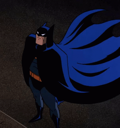 A Cartoon Drawing Of Batman With A Cape GIF