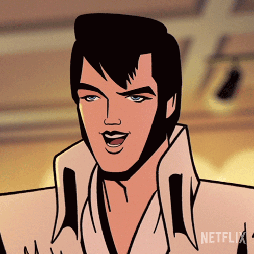 Cartoon Elvis Presley With Netflix Logo GIF