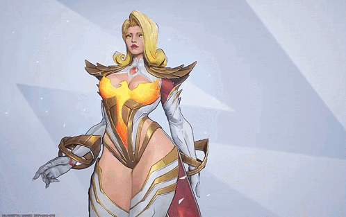 A Cartoon Drawing Of Emma Frost With A Huge Breast GIF
