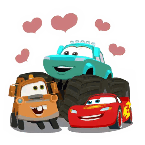 a cartoon drawing of lightning mcqueen and his friends