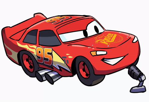 A Cartoon Drawing Of Lightning Mcqueen With The Number 95 On It GIF