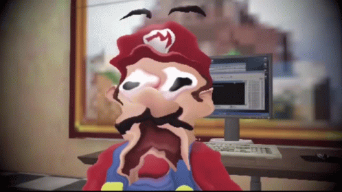 A Cartoon Drawing Of Mario With A M On His Hat GIF