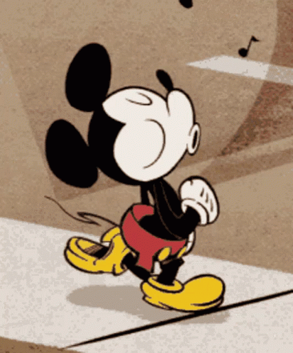 A Cartoon Drawing Of Mickey Mouse Walking Down A Sidewalk GIF