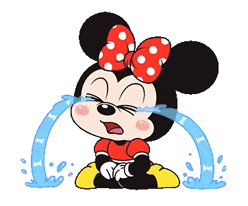 a cartoon drawing of minnie mouse crying with tears coming out of her eyes