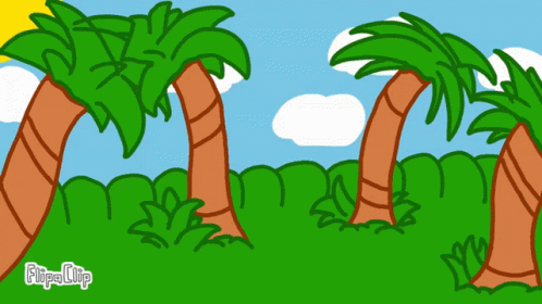 A Cartoon Drawing Of Palm Trees With Flipaclip Written On The Bottom Right GIF