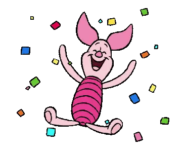 a cartoon drawing of piglet from winnie the pooh surrounded by colorful squares