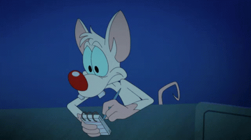 A Cartoon Drawing Of Pinky And The Brain Holding A Notebook GIF