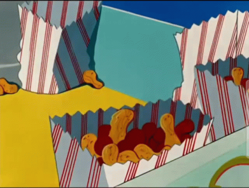 A Cartoon Drawing Of Popcorn Boxes With A Striped Pattern GIF