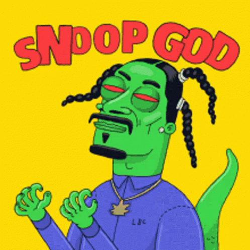 A Cartoon Drawing Of Snoop Dogg With A Dinosaur Tail GIF