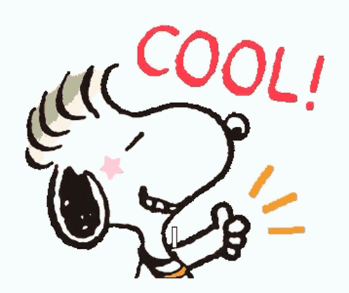 A Cartoon Drawing Of Snoopy Giving A Thumbs Up And The Word Cool Below Him GIF