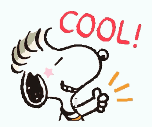 A Cartoon Drawing Of Snoopy Giving A Thumbs Up And The Words Cool Below Him GIF