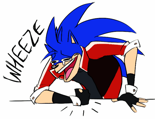 A Cartoon Drawing Of Sonic The Hedgehog With The Word Wheeze Written Below Him GIF