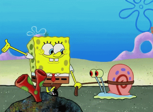A Cartoon Drawing Of Spongebob And Gary GIF