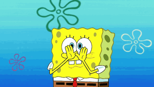 A Cartoon Drawing Of Spongebob Covering His Face With His Hands GIF